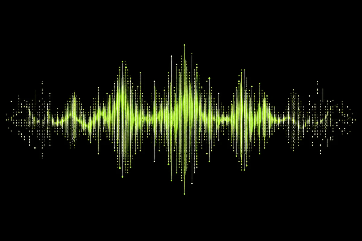 A distinctive voice signal surrounded by fine protective interference patterns